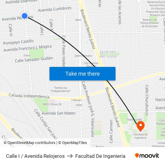 Calle I / Avenida Relojeros to Facultad De Ingenieria map