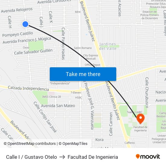 Calle I / Gustavo Otelo to Facultad De Ingenieria map