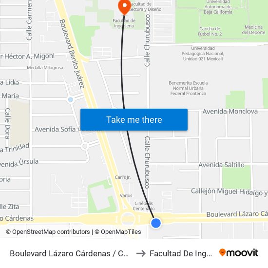 Boulevard Lázaro Cárdenas / Churubusco to Facultad De Ingenieria map