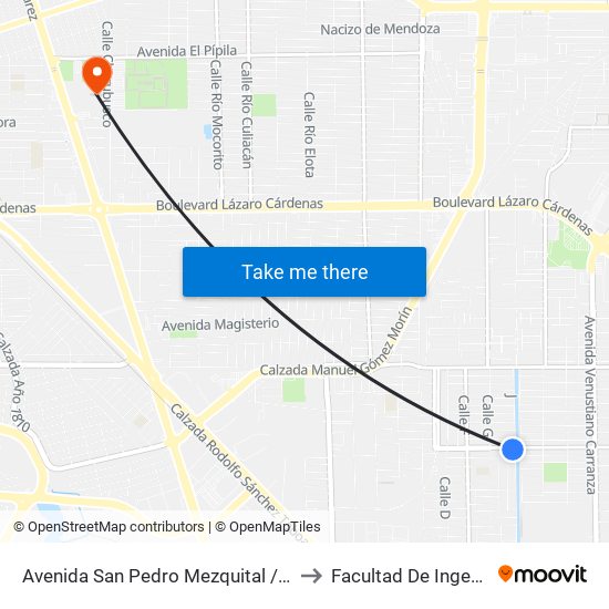 Avenida San Pedro Mezquital / Calle J to Facultad De Ingenieria map