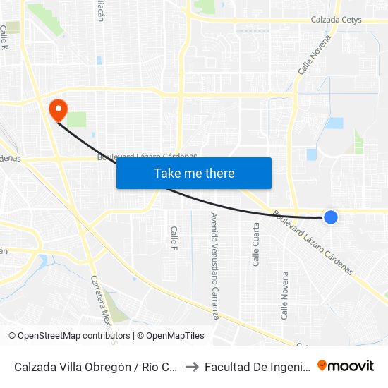 Calzada Villa Obregón / Río Congo to Facultad De Ingenieria map