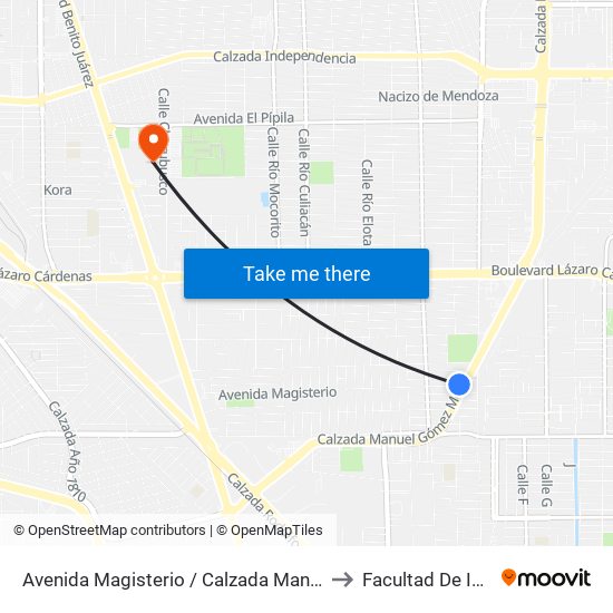 Avenida Magisterio / Calzada Manuel Gómez Morín to Facultad De Ingenieria map
