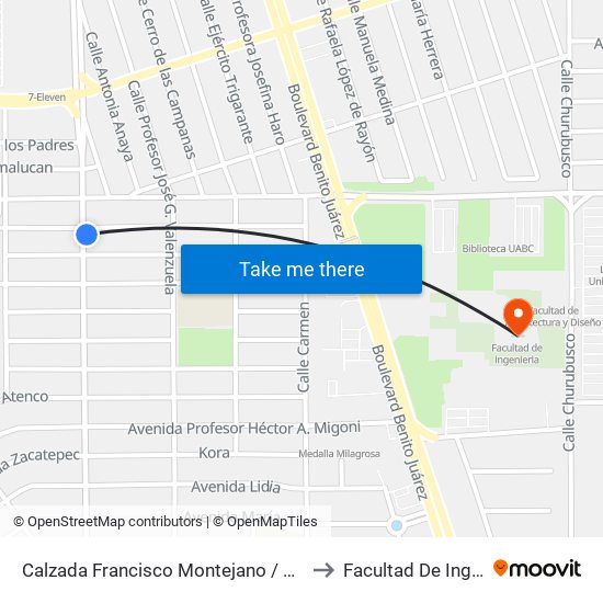 Calzada Francisco Montejano / Jesús Sigala to Facultad De Ingenieria map