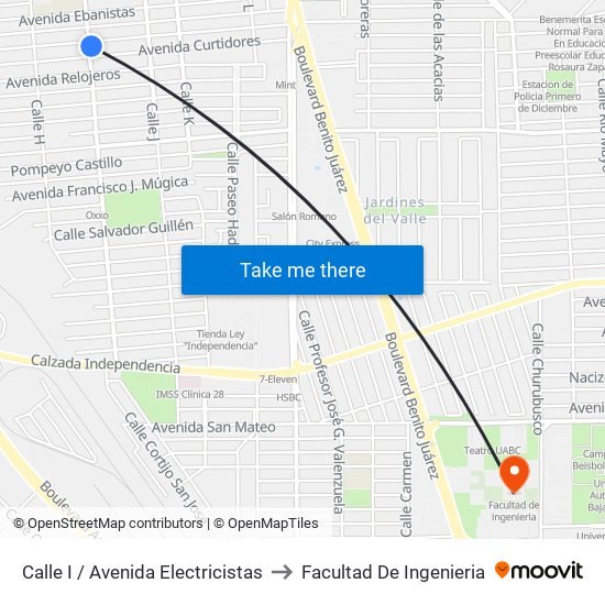 Calle I / Avenida Electricistas to Facultad De Ingenieria map