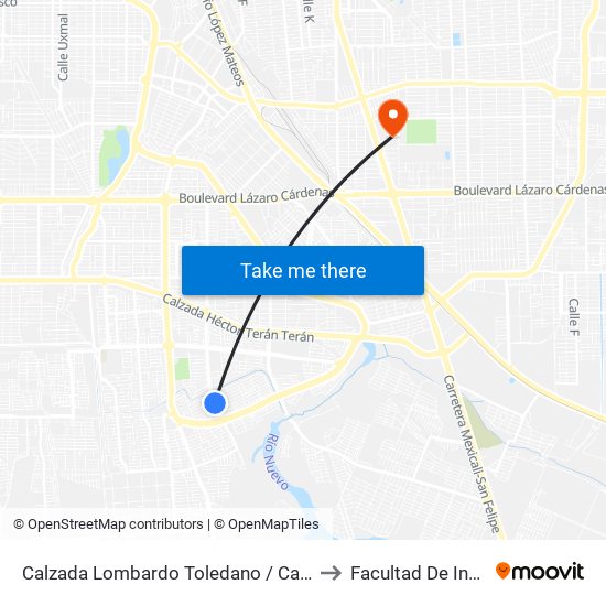 Calzada Lombardo Toledano / Catanzaro Norte to Facultad De Ingenieria map
