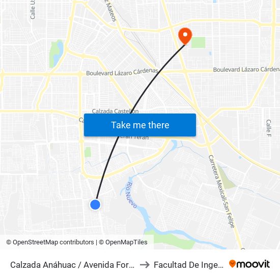 Calzada Anáhuac / Avenida Formentera to Facultad De Ingenieria map