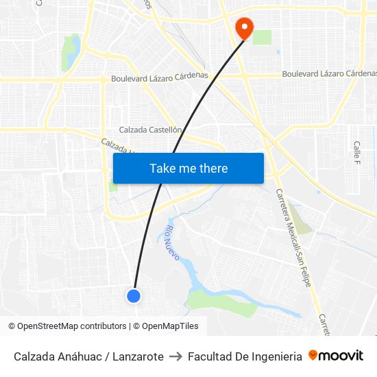 Calzada Anáhuac / Lanzarote to Facultad De Ingenieria map