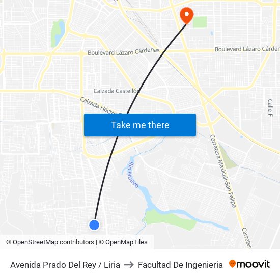 Avenida Prado Del Rey / Liria to Facultad De Ingenieria map