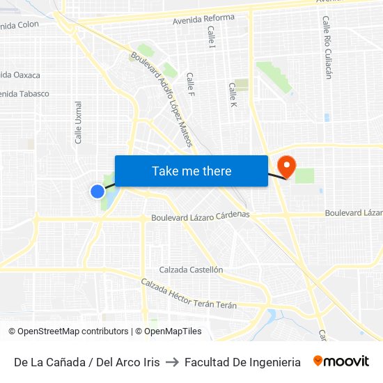 De La Cañada / Del Arco Iris to Facultad De Ingenieria map