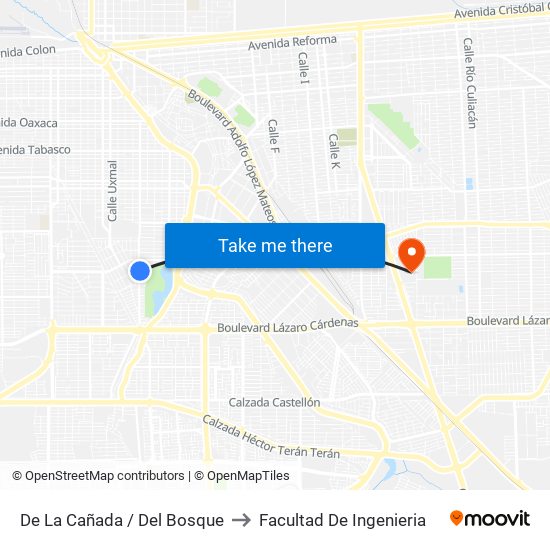 De La Cañada / Del Bosque to Facultad De Ingenieria map