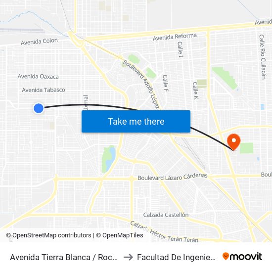 Avenida Tierra Blanca / Rocha to Facultad De Ingenieria map