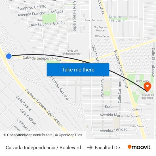 Calzada Independencia / Boulevard Adolfo López Mateos to Facultad De Ingenieria map
