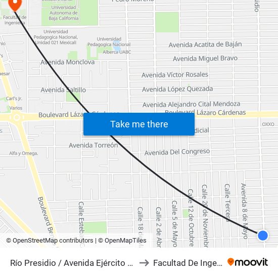 Río Presidio / Avenida Ejército Nacional to Facultad De Ingenieria map