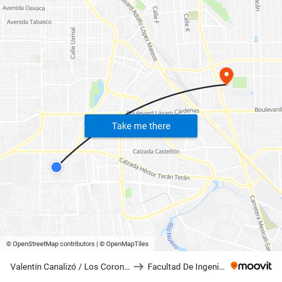 Valentín Canalizó / Los Coroneles to Facultad De Ingenieria map