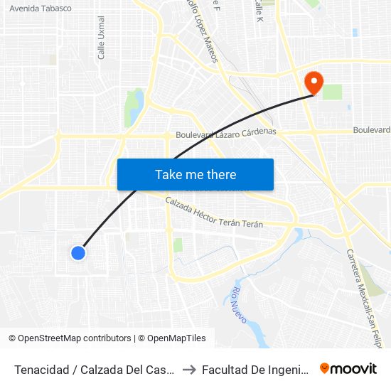 Tenacidad / Calzada Del Castillo to Facultad De Ingenieria map
