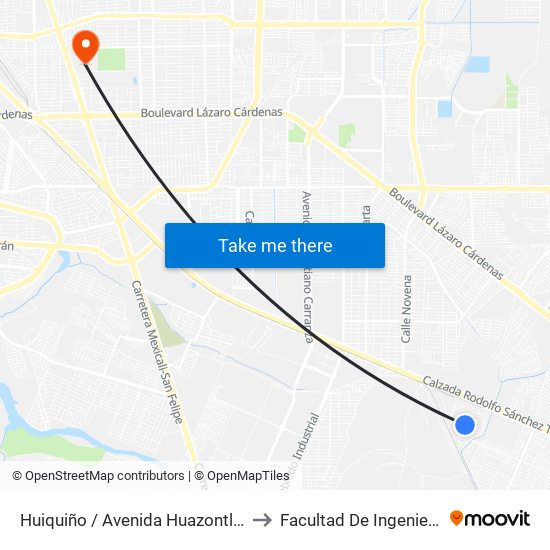 Huiquiño / Avenida Huazontles to Facultad De Ingenieria map