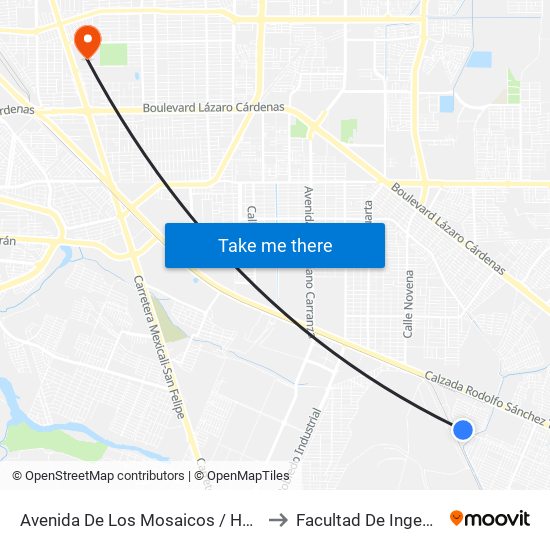 Avenida De Los Mosaicos / Huiquiño to Facultad De Ingenieria map