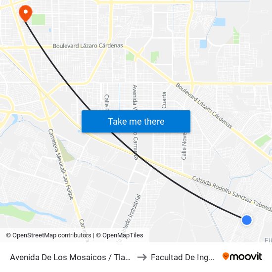 Avenida De Los Mosaicos / Tlaxcaltecas to Facultad De Ingenieria map