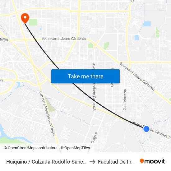 Huiquiño / Calzada Rodolfo Sánchez Taboada to Facultad De Ingenieria map