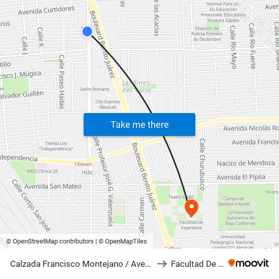 Calzada Francisco Montejano / Avenida José Sánchez Islas to Facultad De Ingenieria map