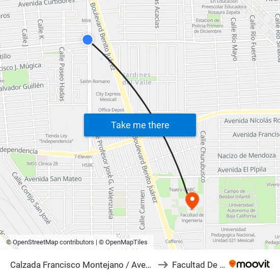 Calzada Francisco Montejano / Avenida Jorge López Colada to Facultad De Ingenieria map