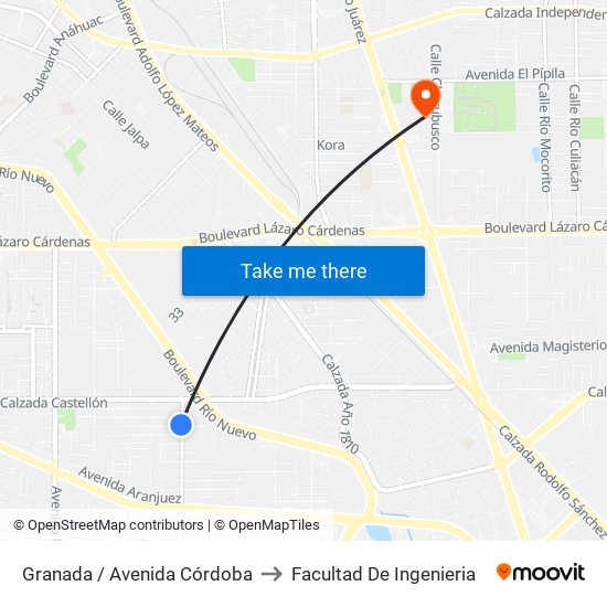 Granada / Avenida Córdoba to Facultad De Ingenieria map