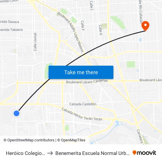 Heróico Colegio Militar / Valentín Canalizó to Benemerita Escuela Normal Urbana Nocturna Del Estado Ing. Jose G. Valenzuela map