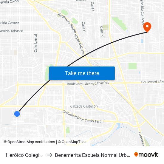 Heróico Colegio Militar / Tomás Pantoja to Benemerita Escuela Normal Urbana Nocturna Del Estado Ing. Jose G. Valenzuela map