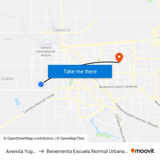 Avenida Yugoslavia / Médicos to Benemerita Escuela Normal Urbana Nocturna Del Estado Ing. Jose G. Valenzuela map