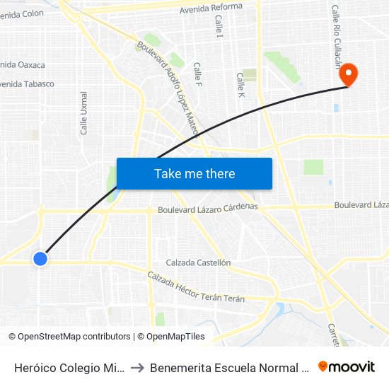 Heróico Colegio Militar / Encinas Oeste O Encinas Este to Benemerita Escuela Normal Urbana Nocturna Del Estado Ing. Jose G. Valenzuela map