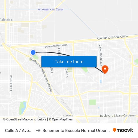 Calle A / Avenida Lerdo De Tejada to Benemerita Escuela Normal Urbana Nocturna Del Estado Ing. Jose G. Valenzuela map
