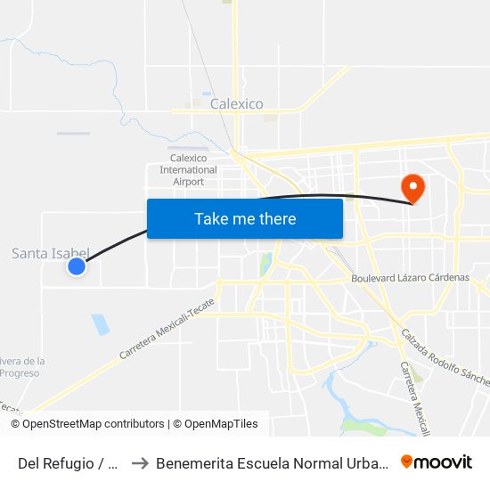 Del Refugio / Avenida Santa Dolores to Benemerita Escuela Normal Urbana Nocturna Del Estado Ing. Jose G. Valenzuela map