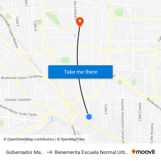 Gobernador Maldonado / Presa Infiernillo to Benemerita Escuela Normal Urbana Nocturna Del Estado Ing. Jose G. Valenzuela map