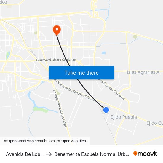 Avenida De Los Mosaicos / De Conchas to Benemerita Escuela Normal Urbana Nocturna Del Estado Ing. Jose G. Valenzuela map