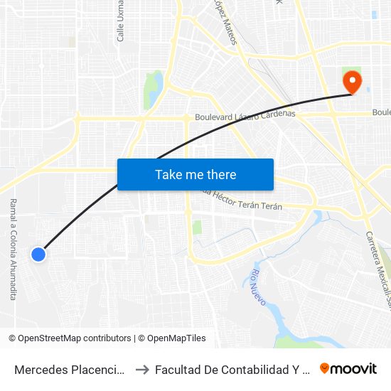 Mercedes Placencia / Calle Sur to Facultad De Contabilidad Y Administracion map