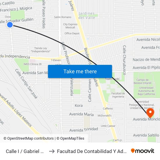 Calle I / Gabriel Mancera to Facultad De Contabilidad Y Administracion map