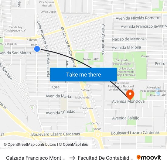 Calzada Francisco Montejano / Coaxamalucan to Facultad De Contabilidad Y Administracion map