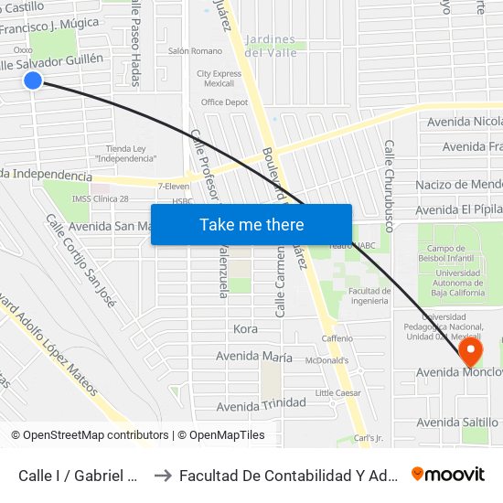 Calle I / Gabriel Mancera to Facultad De Contabilidad Y Administracion map