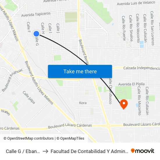 Calle G / Ebanistas to Facultad De Contabilidad Y Administracion map