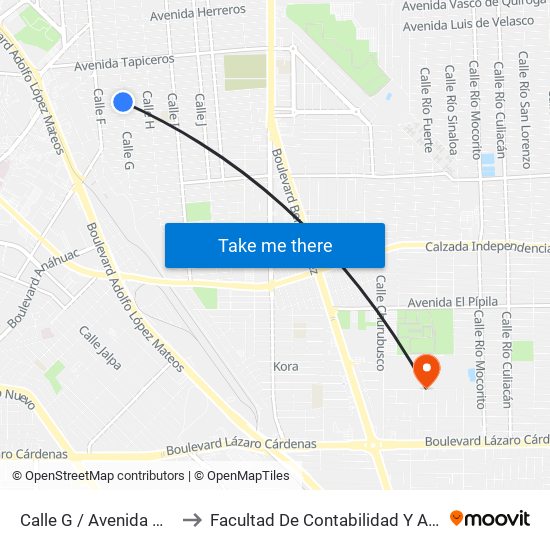 Calle G / Avenida Madereros to Facultad De Contabilidad Y Administracion map