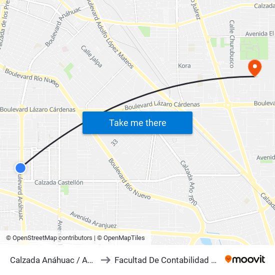 Calzada Anáhuac / Avenida Gerona to Facultad De Contabilidad Y Administracion map