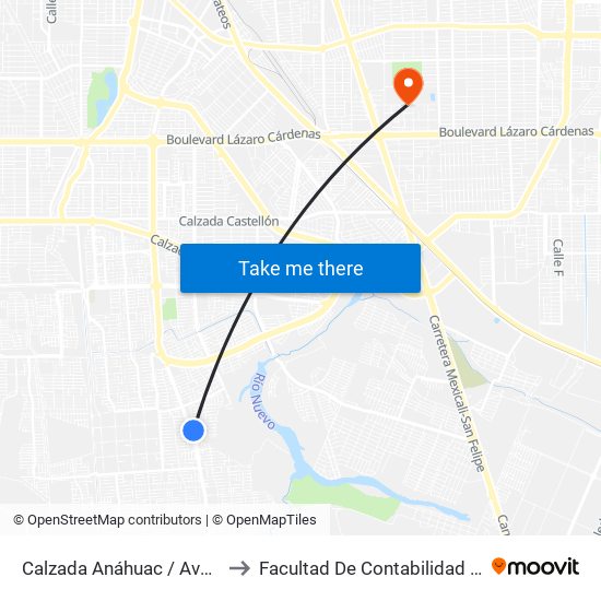 Calzada Anáhuac / Avenida Guadamur to Facultad De Contabilidad Y Administracion map