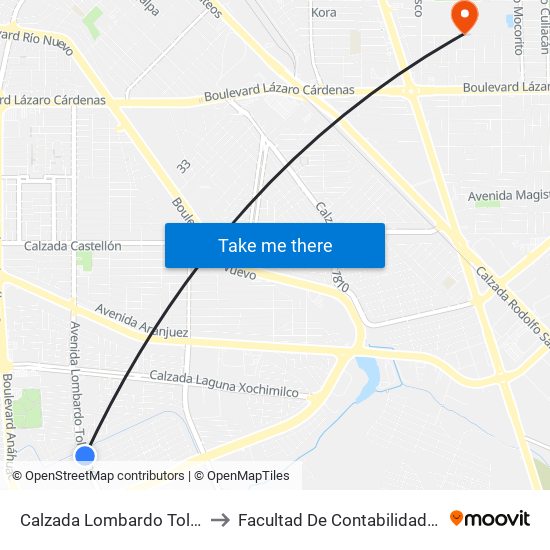 Calzada Lombardo Toledano / Caldera to Facultad De Contabilidad Y Administracion map