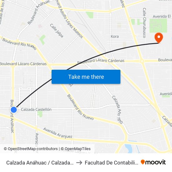 Calzada Anáhuac / Calzada Castellón O Islas Malvinas to Facultad De Contabilidad Y Administracion map