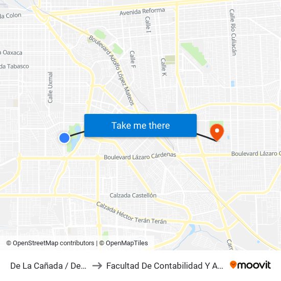 De La Cañada / Del Arco Iris to Facultad De Contabilidad Y Administracion map