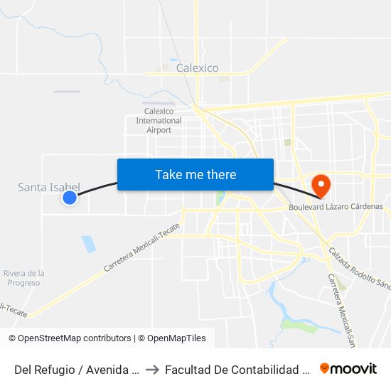 Del Refugio / Avenida Santa Dolores to Facultad De Contabilidad Y Administracion map