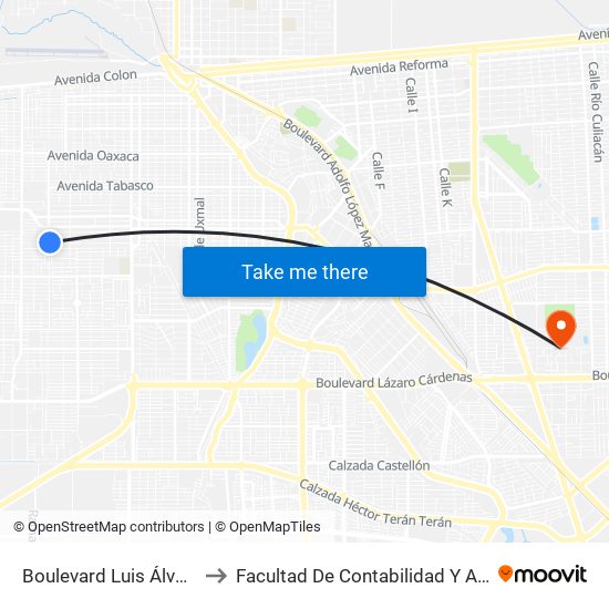 Boulevard Luis Álvarez / India to Facultad De Contabilidad Y Administracion map