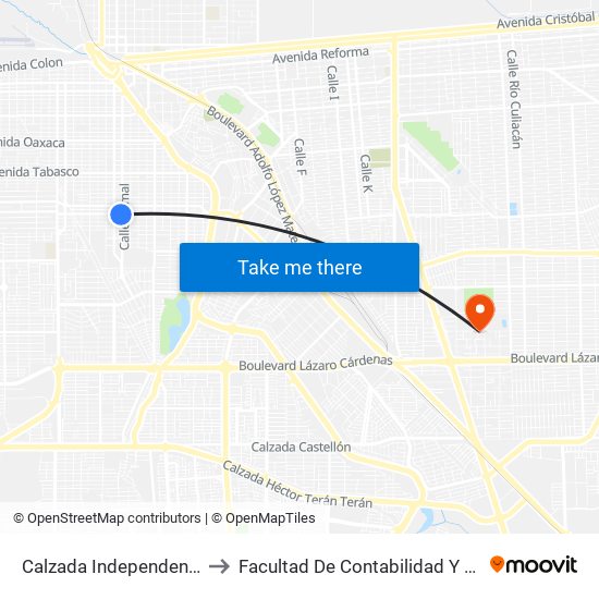 Calzada Independencia / Uxmal to Facultad De Contabilidad Y Administracion map