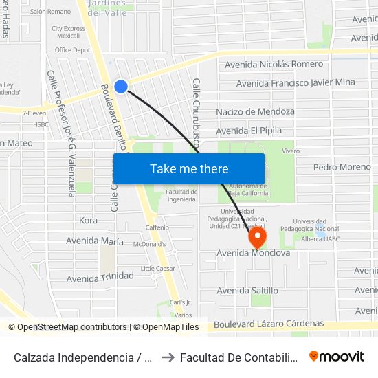 Calzada Independencia / Rafaela López De Rayón to Facultad De Contabilidad Y Administracion map