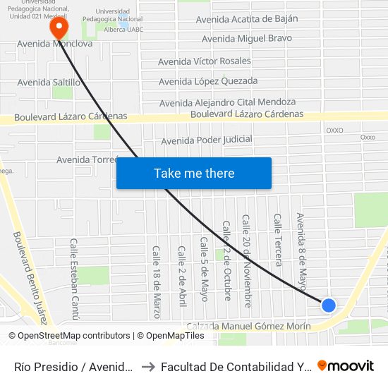 Río Presidio / Avenida 23 De Junio to Facultad De Contabilidad Y Administracion map